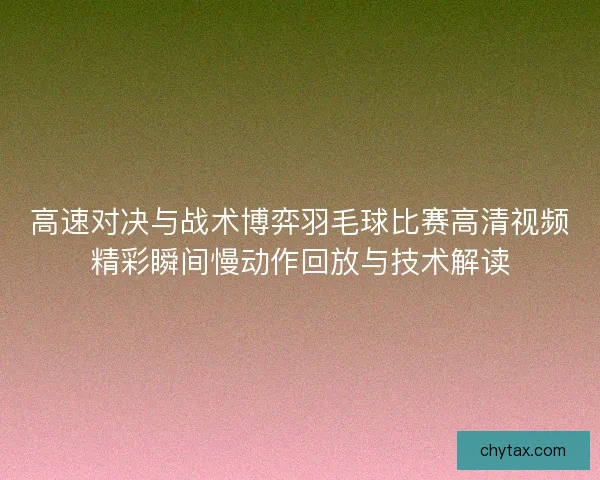 高速对决与战术博弈羽毛球比赛高清视频精彩瞬间慢动作回放与技术解读