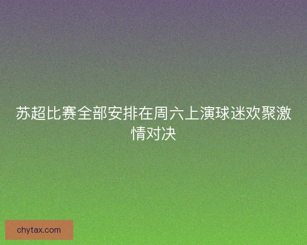 苏超比赛全部安排在周六上演球迷欢聚激情对决